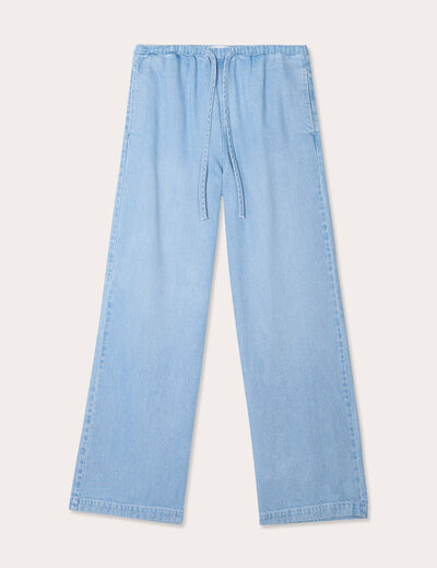 Pantalon large en jean denim bleach femme