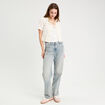 Blouse manches courtes nouée ecru femme