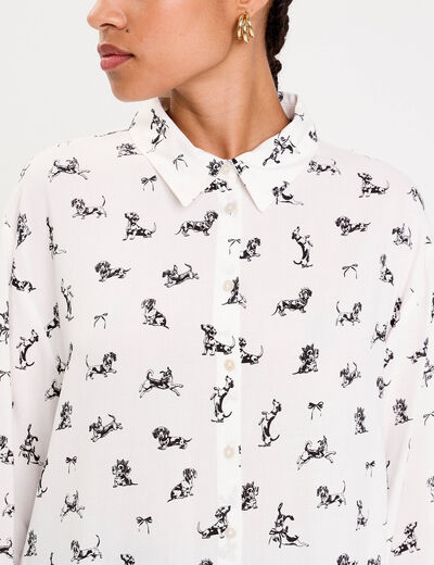 Chemise droite longue blanc femme