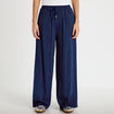Pantalon large taille standard bleu femme