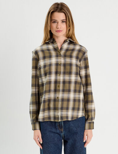 Chemise manches longues vert kaki femme