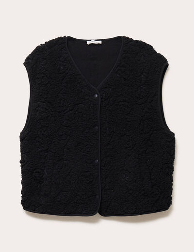 Gilet sans manches effet polaire noir femme