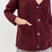 Gilet col v violet fonc&eacute; femme
