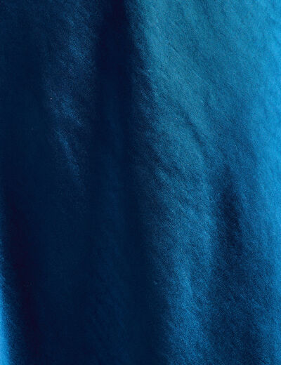 Jupe midi droite effet satin bleu marine femme