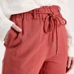 Pantalon droit fluide contenant du lin vieux rose femme