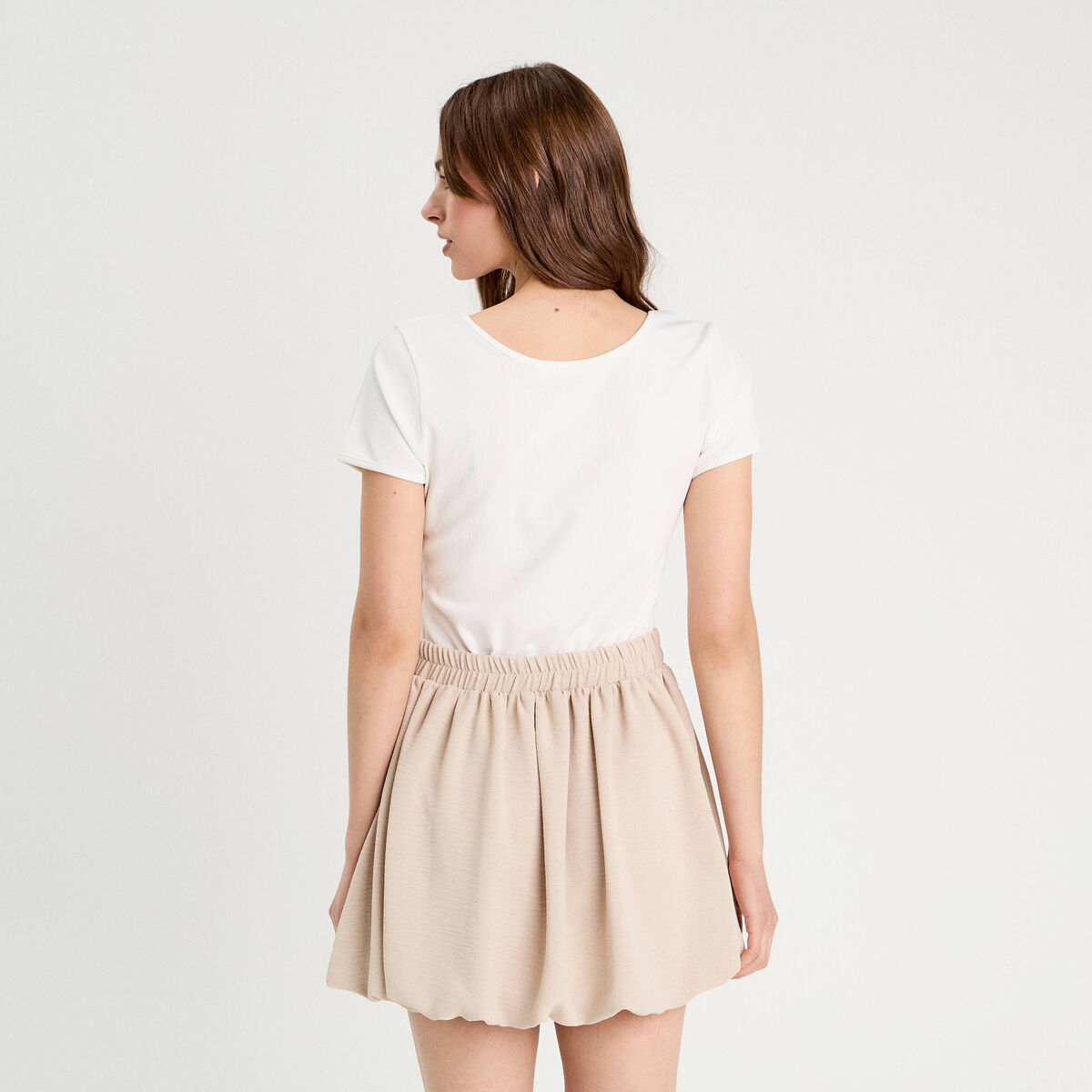 Robe évasée effet 2-en-1 ecru femme