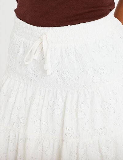 Jupe courte &eacute;vas&eacute;e en maille ecru femme