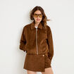 Jupe-short courte aspect daim marron femme