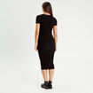 Robe longue moulante côtelée noir femme