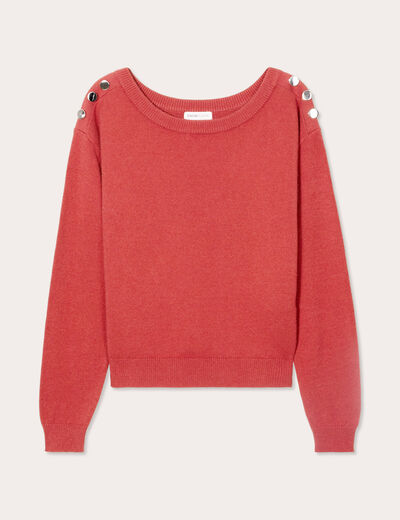 Pull avec boutons épaules vieux rose femme