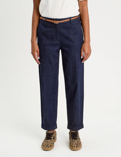 Jeans chino avec ceinture denim brut femme
