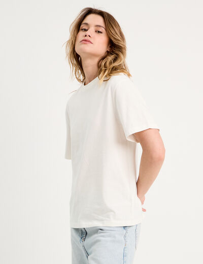 T-shirt oversize col rond ecru femme