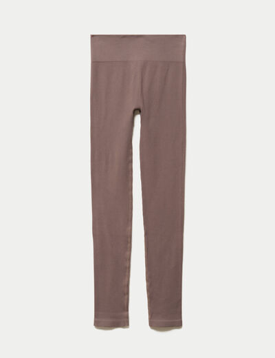 Leggings taille haute sans couture marron clair femme