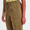 Pantalon cargo slim vert foncé femme