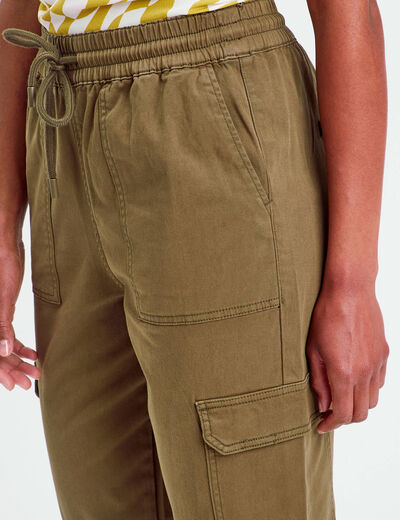 Pantalon cargo slim vert foncé femme