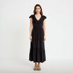 Robe longue &eacute;vas&eacute;e col v manches courtes noir femme