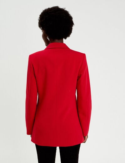 Blazer col tailleur manches longues rouge femme
