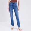 Jeans droit taille haute denim stone femme