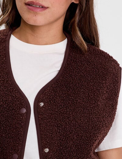 Gilet sans manches effet polaire marron fonc&eacute; femme