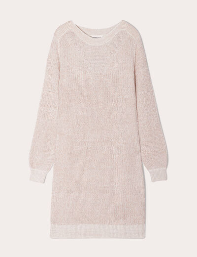 Robe pull droite col rond ivoire femme