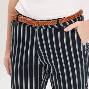 Pantalon chino slim 7/8ème bleu marine femme