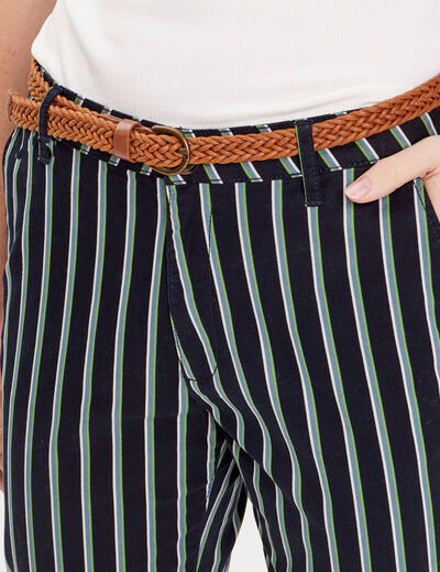 Pantalon chino slim 7/8ème bleu marine femme