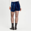 Jupe-short ajustée velours bleu foncé femme