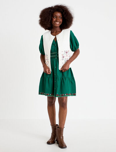 Veste oversize sans manches ecru femme