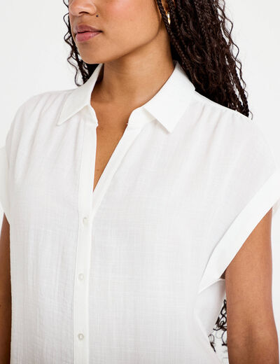 Blouse manches courtes ecru femme