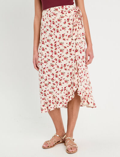 Jupe longue portefeuille blanc femme