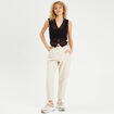 Débardeur cropped côtelé noir femme