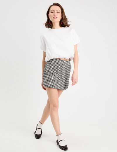Jupe-short trapèze stretch noir femme