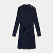 Robe pull ajust&eacute;e manches longues bleu marine femme