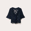 Blouse dentelle &agrave; volants bleu marine femme