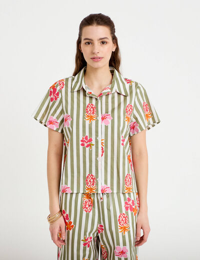 Chemise col classique manches courtes blanc femme