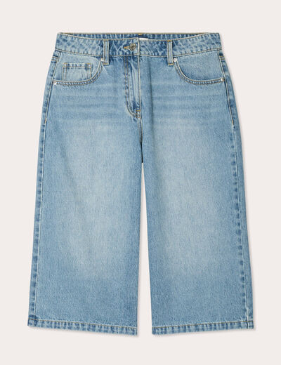 Bermuda large en jean denim double stone femme