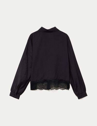 Chemise droite manches longues dentelle noir femme
