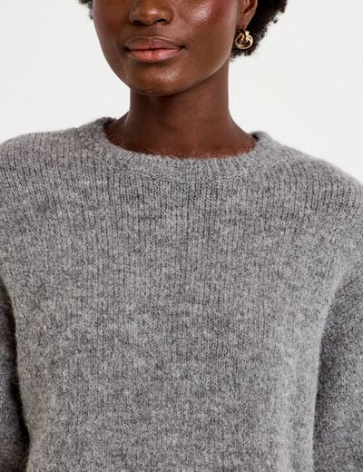 Pull manches courtes gris femme