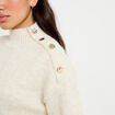 Pull col montant manches longues ivoire femme