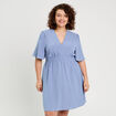 Robe évasée taille élastiquée bleu gris femme