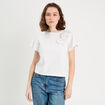 T-shirt d&eacute;tails fleurs blanc femme