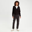 Gilet manches longues capuche noir femme