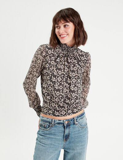 Blouse manches longues noir femme
