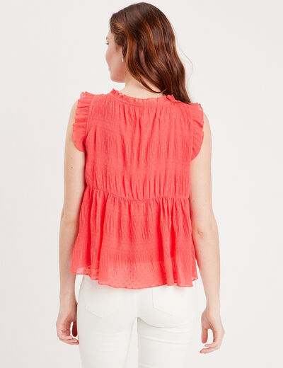 Blouse sans manches rouge corail femme