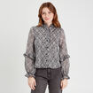 Blouse avec volants noir femme