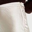 Jupe midi droite satin beige femme
