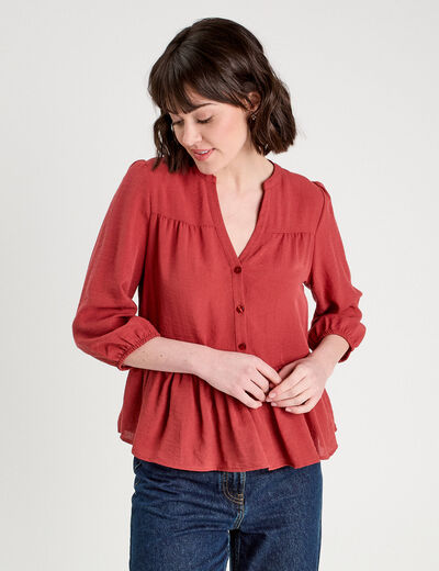 Blouse manches 3/4 vieux rose femme