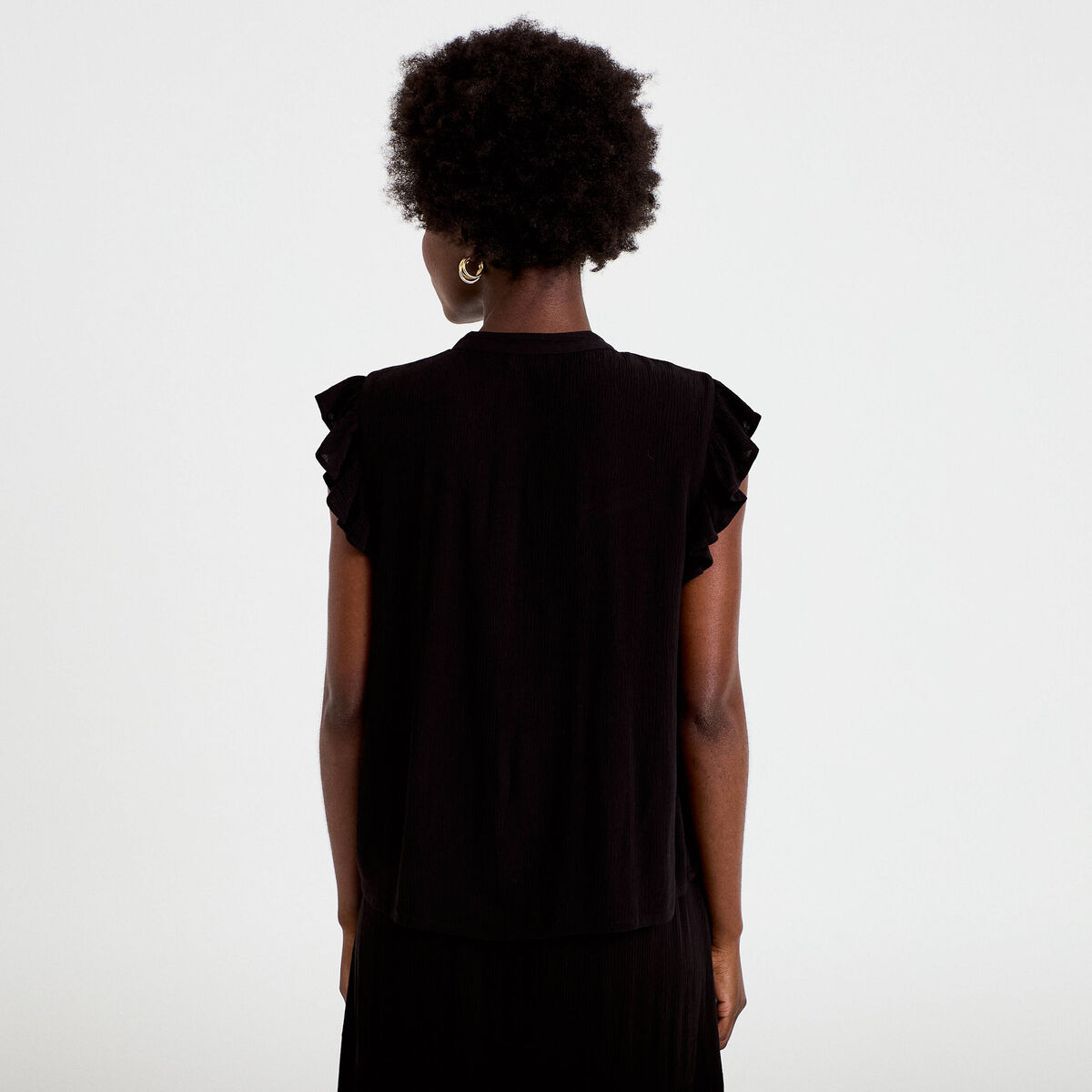Top ample sans manches col carr&eacute; noir femme