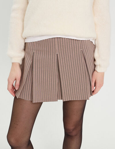 Jupe évasée plissée beige femme