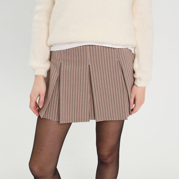 jupe evasee plissee beige femme Jupe évasée plissée beige femme